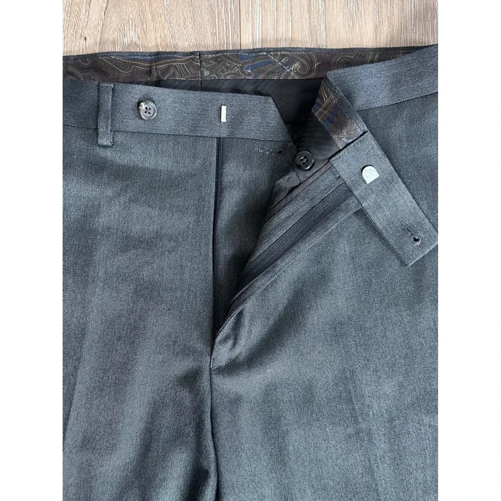 Lauren Ralph Lauren Mens Dress Pants Charcoal Gray Flat Front 34W x 34L Stretch